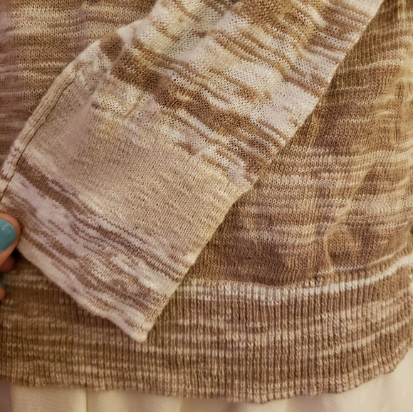 NWT White & Tan Marble Textured Open Cardigan - Picture 3 of 5